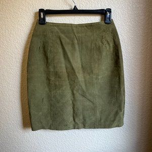 Genuine Leather Skirt-Green